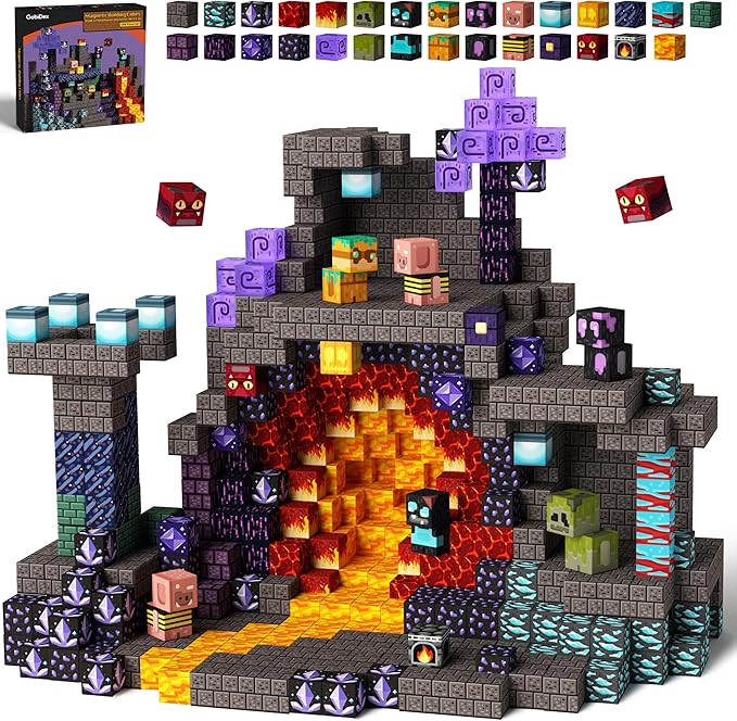GobiDex Magnetic Blocks, Building Toys Game-Based Build Magwonder Cave World with Magnet Construction Toys STEM Sensory Gift for Boys Girls Birthday