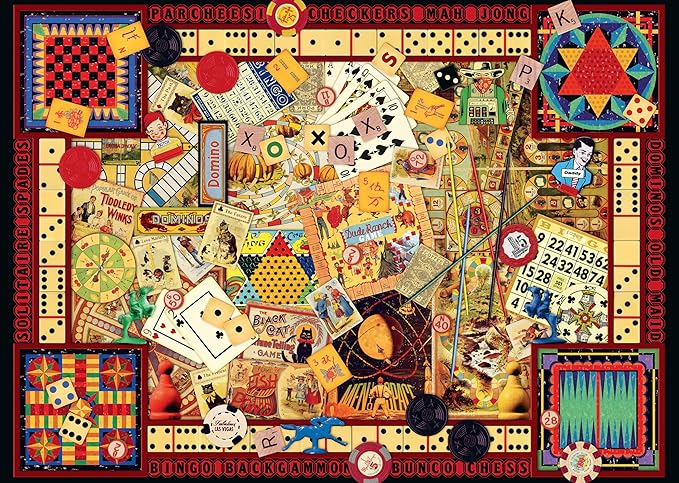 Wonder Forge Vintage Games 1000 Piece Jigsaw Puzzle for Adults | Unique, Perfectly-Fitting Pieces | Fun, Vibrant Imagery | Amazon Exclusive