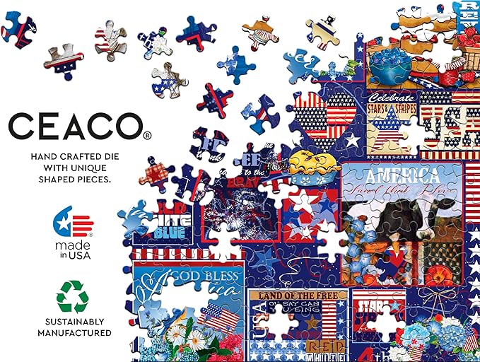 Ceaco - Tracy Flickinger - Patriotic Collage - 1000 Piece Jigsaw Puzzle