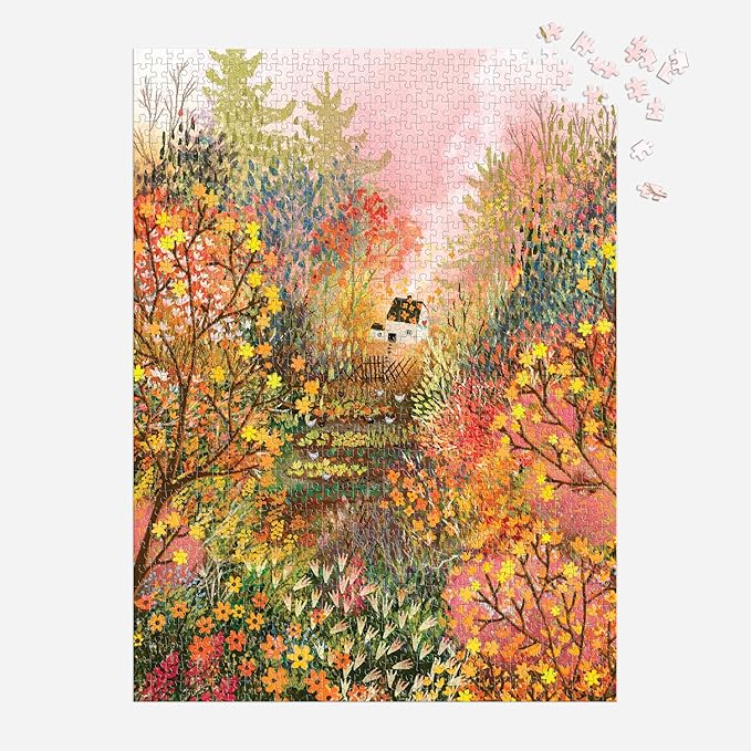 Galison Autumn in The Meadow – 1000 Piece Jigsaw Puzzle Featuring Beautiful Artwork of A Cottage Nestled Amongst A Fall Meadow