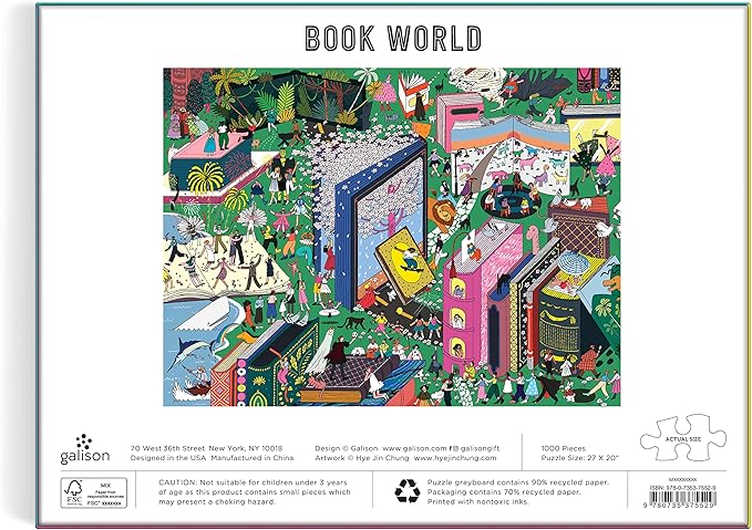 Galison Book World – 1000 Piece Puzzle Fun and Challenging Activity with Bright and Bold Artwork of Literary Characters and Books for Adults and Families