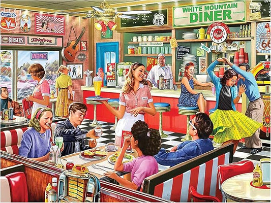 White Mountain 1000 Piece Jigsaw Puzzle 1950s Retro Cafe Puzzles with Large Pieces for Adults and Family 24"x30" – American Diner