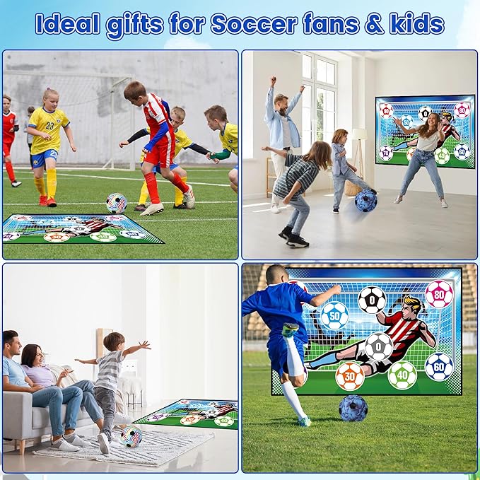 Soccer Ball Game Set for Kids Indoor Outdoor Play Equipment,Foldable Flannel Mat Goals Toy with 2 Velcro Balls, Toddlers Boy 8-12 Years Old Birthday Christmas Party Gift