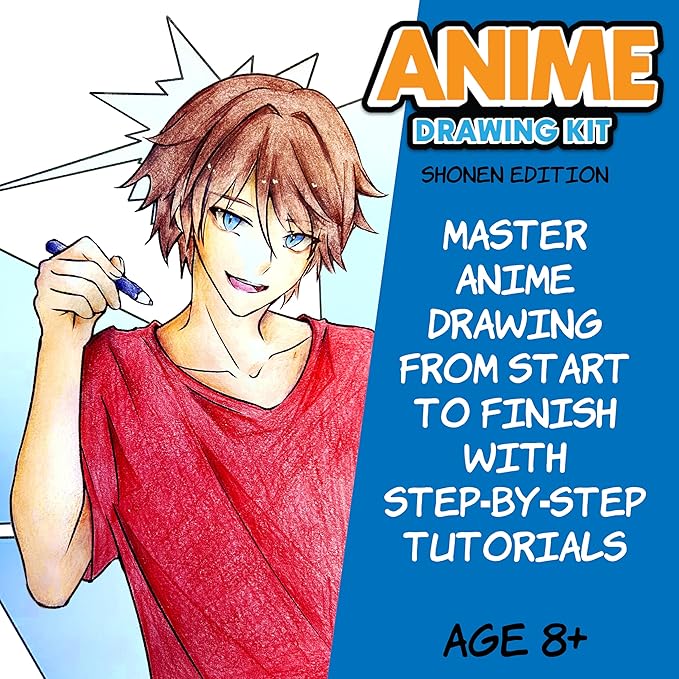 Faber-Castell Anime Drawing Kit: Shonen Edition | Step-by-Step Instruction Book with 20 Practice Pages, Color Pencil Set & Drawing Supplies for Kids, Easter Basket Stuffer (1 Book)