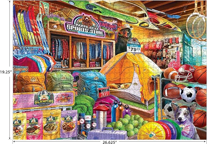 RoseArt Kodak Premium 1000 Piece Jigsaw Puzzle for Adults – Papa Bear Sporting Goods – Colorful Outdoor Camping & Sports Store Scene – Rich, Vivid Colors – 26.625 x 19.25 Inches