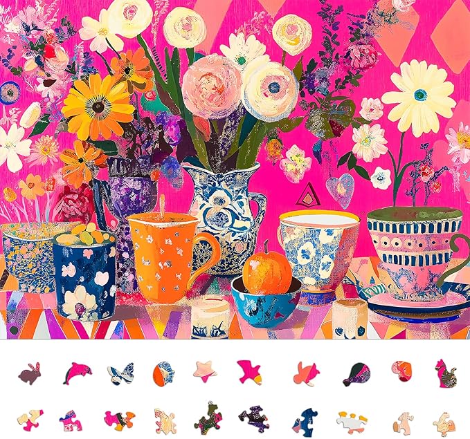 Puzzles for Adults 1000 Pieces - Flowers Art: Difficult Challenging Unique Jigsaw Puzzle for Adults, Gift for Women, 6-Color-Zone on Back Puzzles