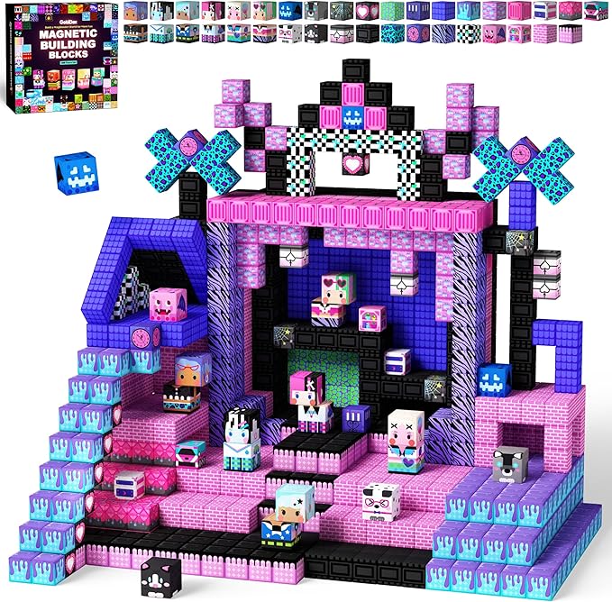 GobiDex 200PCS Magnetic Building Blocks for Kids, STEM Toys to Build MagWonder Castle & World, Creative Sensory Play Gift for Girls Ages 3+