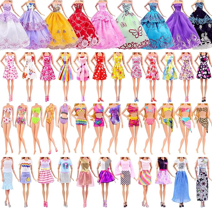 Ecore Fun 120 Pcs Fashion Doll Closet Wardrobe for Clothes and Accessories Storage Include Clothes, Dresses, Shoes, Shoes Rack, Bags, Necklace, Hangers for 11.5 Inch Girl Doll Clothes