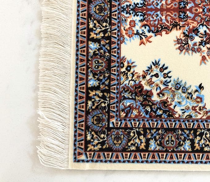 Set of 4 Dollhouse Area Rugs – Miniature Carpet Accessories for Doll Houses, 6 x 4 Inch Rectangular Floor Décor, Oriental Style