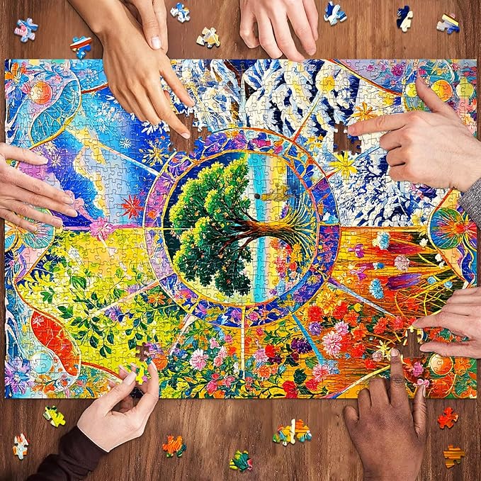 HUADADA Puzzles for Adults 1000 Pieces,Four Seasons Change Jigsaw Puzzles, 1000 Piece Puzzle for Adults ‌Family Interactive Game Gift