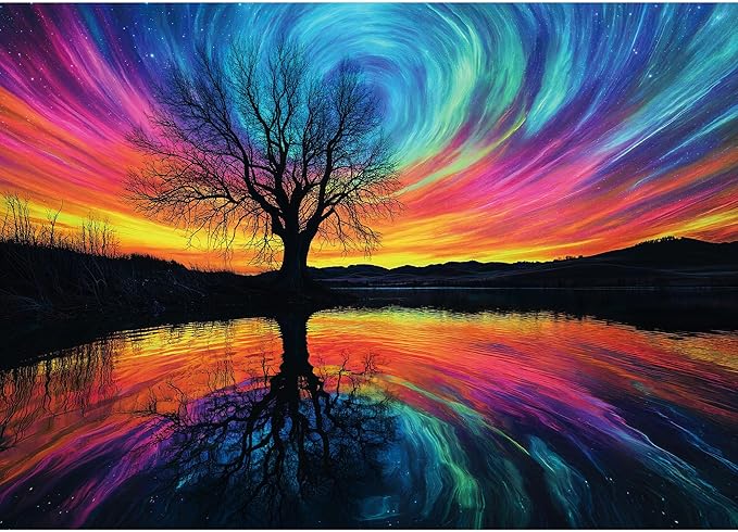 Puzzles for Adults 1000 Pieces - Tree of Life Aurora Jigsaw Puzzles - 1000 Pieces Puzzles with Letters on Back - Hard Challenging 1000 Piece Puzzle for Gift - 27.6x20.5 inch, 1:1 Poster
