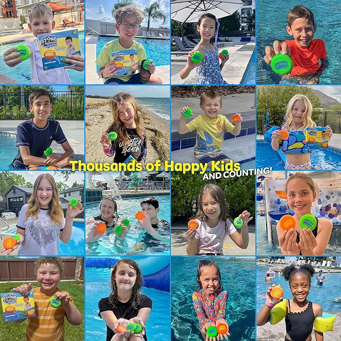 Soft Stone Skippers Game – Fun Pool Toys for Kids All Ages - 4 Pack Water Skipping Discs Set - Beach Games Easter Basket Stuffer Gifts for Boys & Girls Ages 5 6 7 8 9 10 11 + Year Old - Water Toys