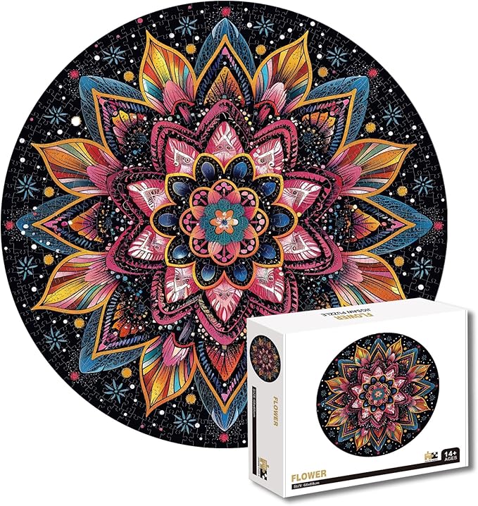 1000 Pieces Circular Mandala Jigsaw Puzzles, Round Puzzle Game Toys Gift 26.7" x 26.7" Q1168