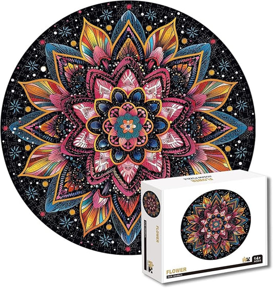 1000 Pieces Circular Mandala Jigsaw Puzzles, Round Puzzle Game Toys Gift 26.7" x 26.7" Q1168