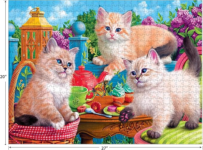 RoseArt - Fancy Cats - Kitten Tea Party - 750 Piece Jigsaw Puzzle for Adults