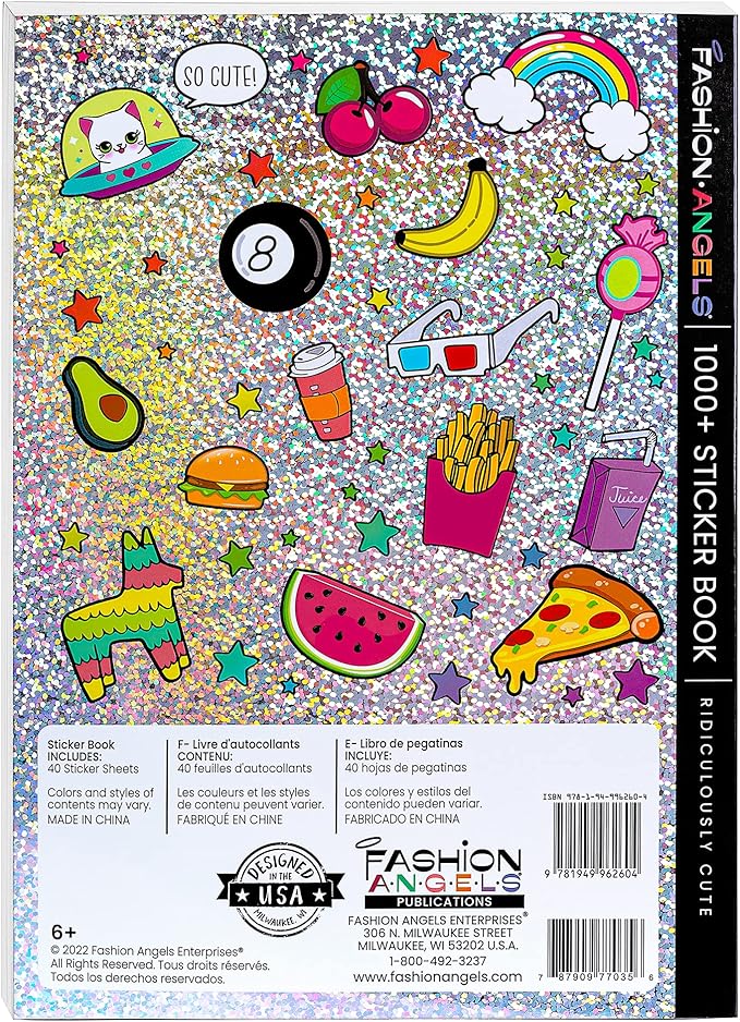 Fashion Angels 1000+ Ridiculously Cute Stickers for Kids - Fun Craft Stickers for Scrapbooks, Planners, Gifts and Rewards, 40-Page Sticker Book for Kids Ages 6+ and Up