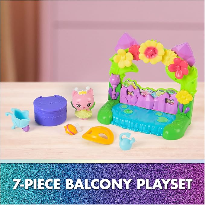 Gabby's Dollhouse: The Movie, Queen Kitty Fairy's Garden Balcony, with Toy Figure & Dollhouse Accessories, Kids Toys for Girls & Boys Ages 3 and Up
