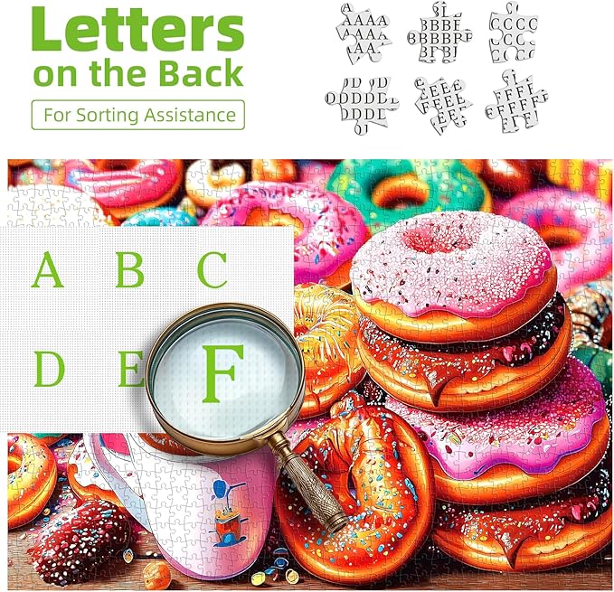 Delicious Donut Food 1000 Piece Puzzle for Adults, Fun Puzzles for Adults 1000 Pieces with HD Print & Poster, 27.5” X 19.7“ Dust Free, for Gifts Halloween Christmas Family Games Lovers