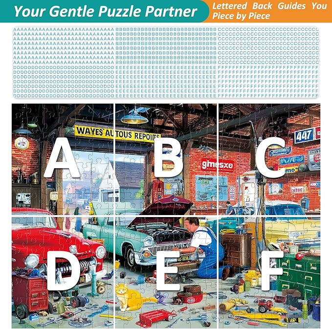 300 Piece Puzzles for Adult,Cute Cat Cool Car Puzzle for Kids Adult Seniors,Unique Auto Repair Shop Jigsaw Puzzle for Kids Ages 8-10 10-12,Challenging Family Game Gift for Friends Men Women,20.5*15 In
