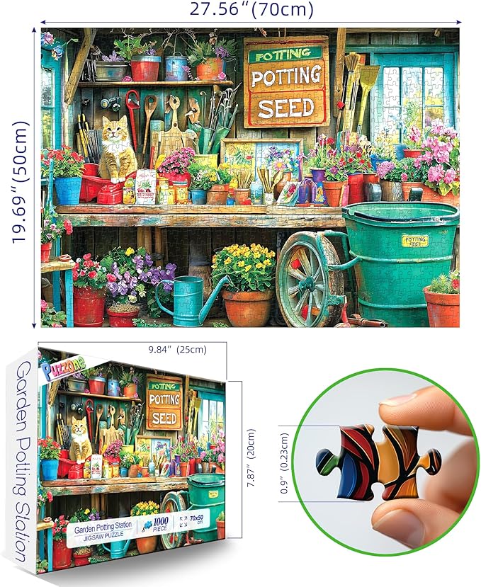 Puzzles for Adults 1000 Pieces, Garden Potting Station - Garden Shed Jigsaw Puzzle for Family Fun Decoration, Gifts, Party Game, Finished Size 27.5" x 19.7"
