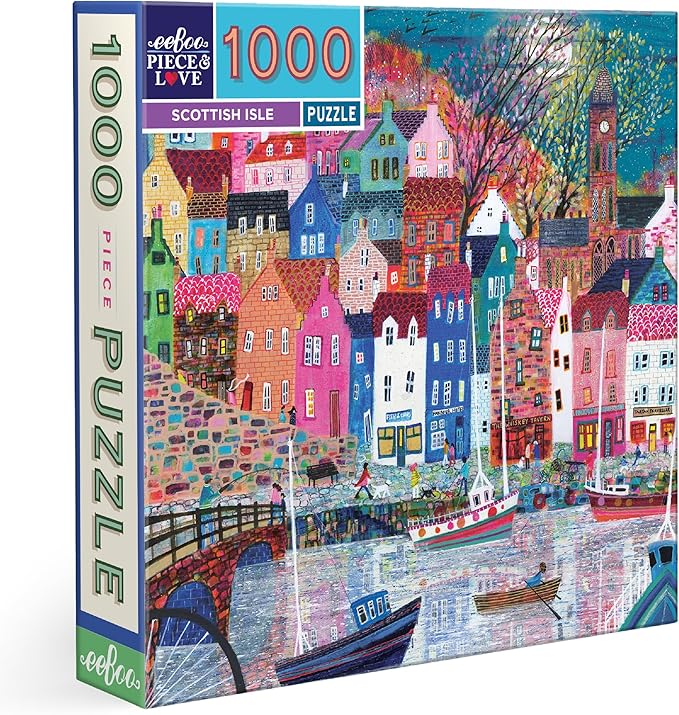 eeBoo 1000 Piece Puzzle - Scottish Isle Jigsaw Puzzle for Adults, Square 23" x 23" Made with Recycled Board & Vegetable-Based Ink