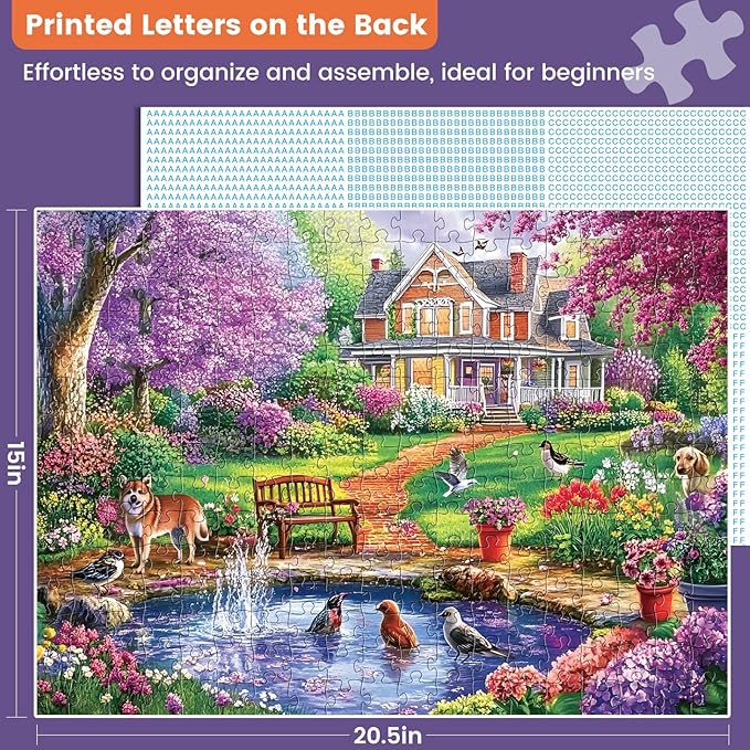 300 Piece Puzzles for Adults,Spring Jigsaw Puzzle for Kids Seniors,Puzzle with Letters on Back,Interlock Perfectly No Dust,Interlock Perfectly No Dust,Challenging Family Activity Game Gifts,20.5*15In