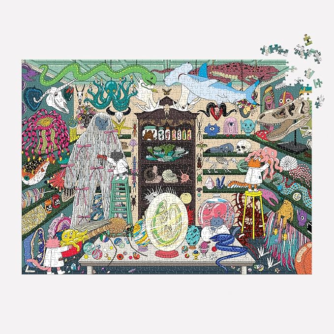 Galison World of Curiosities – 1000 Piece Jigsaw Puzzle Featuring Humorous Illustrations of A Spooky Shop Scene