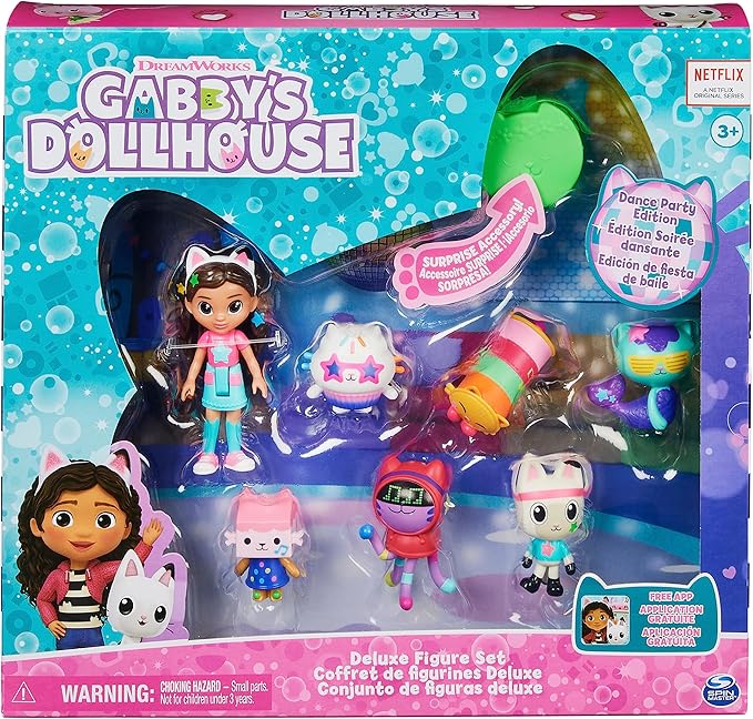 Gabby’s Dollhouse, Dance Party Theme Figure Set with a Gabby Doll, 6 Cat Toy Figures and Accessory Kids Toys for Ages 3 and up!