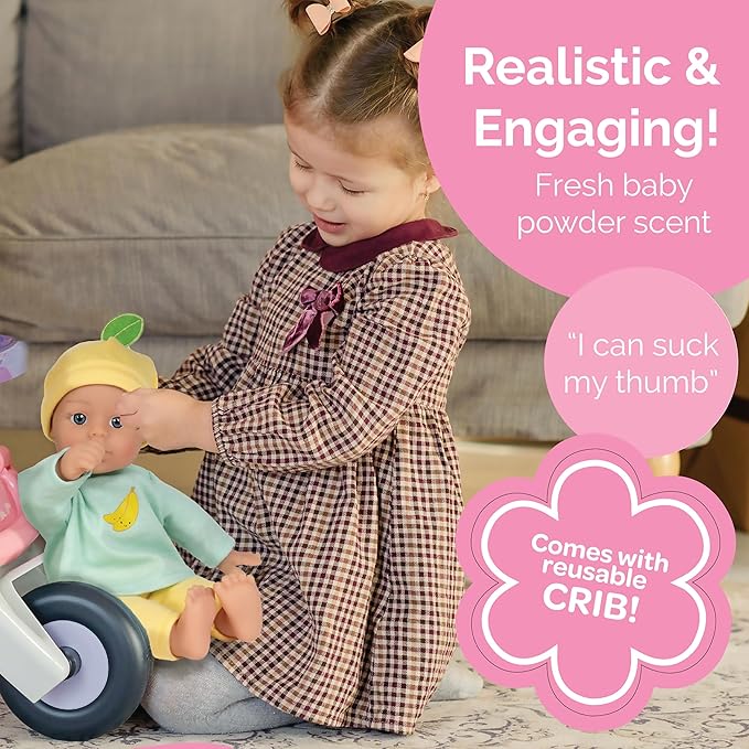 Adora Sweet Baby - 11” Soft & Cuddly Baby Doll, Realistic Features, Gentle Scent, Machine Washable, Lightweight & Easy to Hold | Adorable Playmate (Banana)