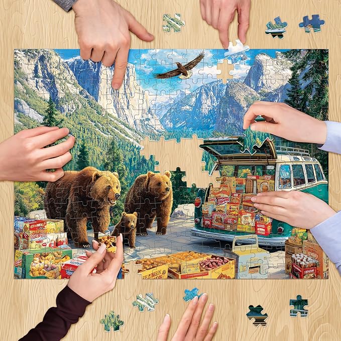 300 Pieces Puzzle for Adults, Wild Bear Family Puzzles for Adults 300 Pieces, Mountain and Forest Scenery Jigsaw Puzzles 300 Piece, Family Challenging Puzzle Game Great Gift Idea 20.5 * 15 in