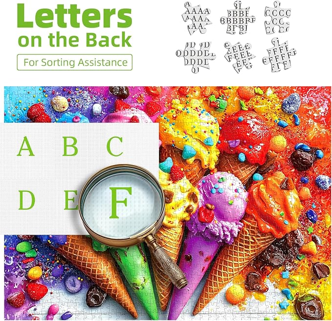 1000 Piece Puzzle for Adults, Ice Cream and Candy Jigsaw Puzzles, Funny Home Decor Puzzle, Perfectly Fitting Pieces, Birthday Party Gift for Adults Seniors 27.5" x 19.7"