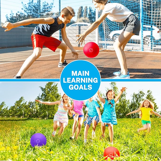 8.5 Inch Dodgeballs Playground Balls, Dodge Ball Set for Kids & Adults, Bouncing Kickballs Handball for Outdoor & Indoor Games - Includes Pump & Mesh Storage Bag
