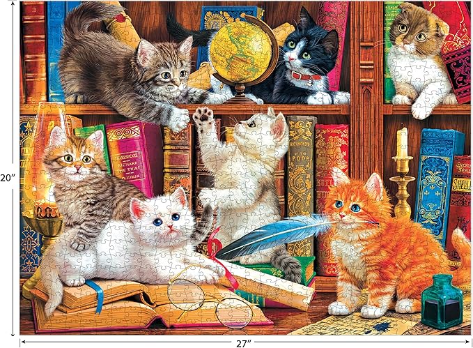 RoseArt - Fancy Cats - Library Mischief - 750 Piece Jigsaw Puzzle for Adults