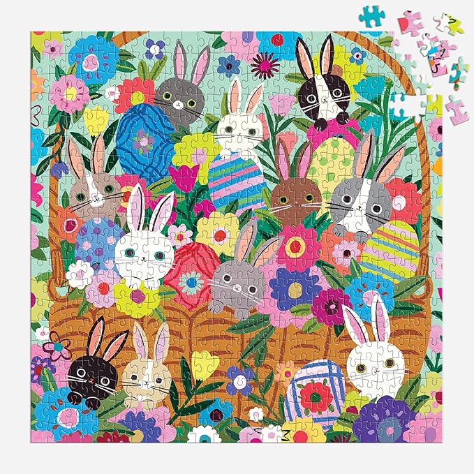 Mudpuppy Blooming Bunnies – 500 Piece Family Jigsaw Puzzle with Colorful and Fun Illustrations of Adorable Bunnies for Children Ages 8 and Up