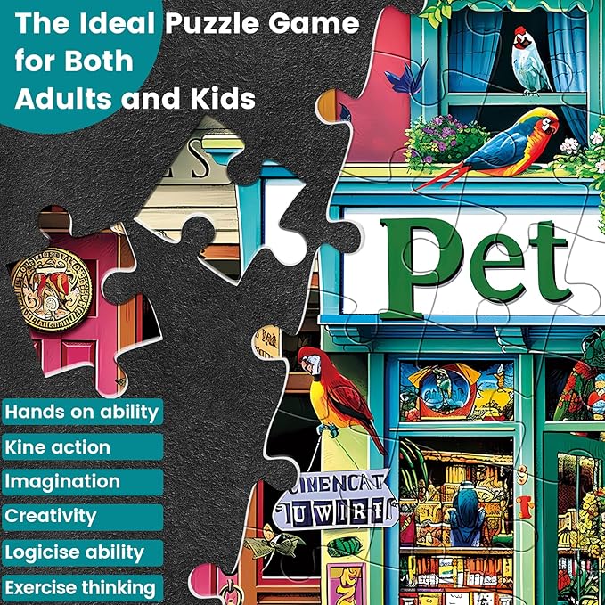 Jigsaw Puzzles for Adults 300 Pieces WSCXSC Pet Store Adult Puzzle Animals Paper Puzzle Large Poster Birthday Party Gift for Adult Children Elderly Challenging Family Activity 20.5 x 15 in