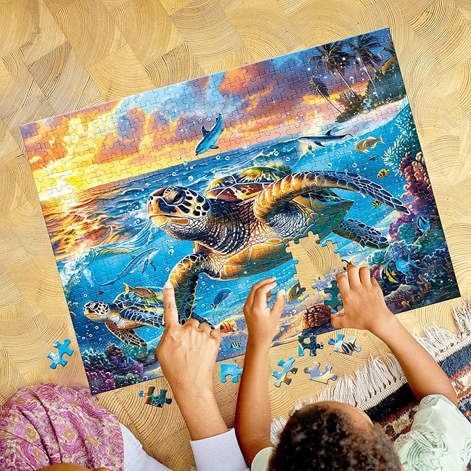 500 Piece Puzzle for Adults-Sea Turtle Puzzle| Recycled Cardboard Jigsaw Puzzles 500 Pieces | Challenging Family Activity Great Gift Idea for Family Friends | Difficult Puzzles Size 20.5X 15 inches