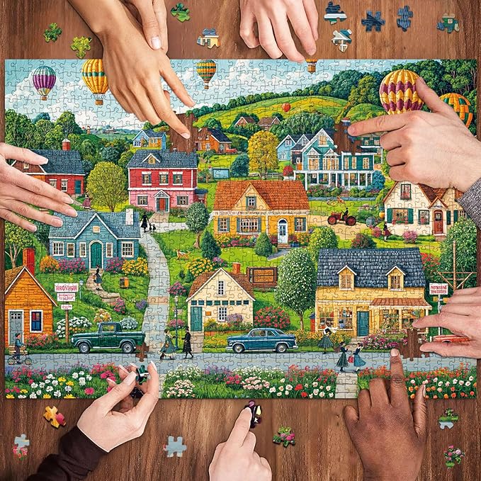 Jigsaw Puzzles for Adults 1000 Pieces, Interlock Perfectly No Dust, Impossible Difficult Hard Fun 1000 Piece Jigsaw Puzzles for Adults-1:1 Poster-Happy Town