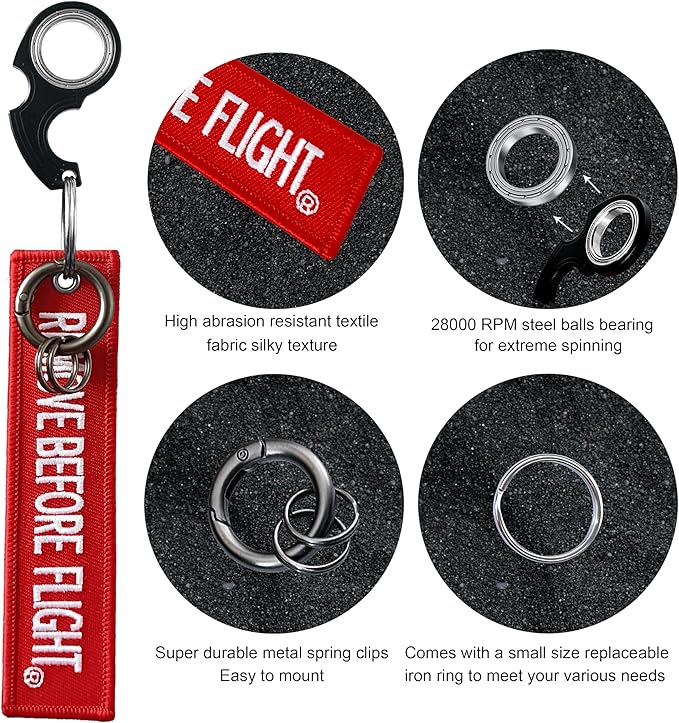 LENCLE Keychain Spinner Set,Fidget Toy,Full Metal Spinning Keychain Fidget with Tag for Motorcycles,Backpacks,and Men's Gifts