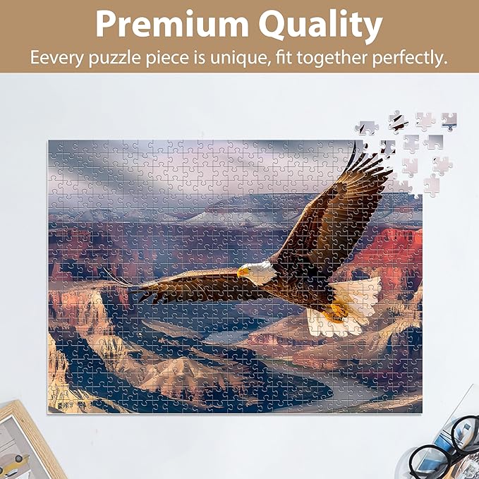 Jigsaw Puzzles for Adults 500 Pieces, Eagle Puzzles for Teens Elderly Interlock Perfectly Letter on Back No Dust, Home Decor Family Fun Puzzle Games Toys Gift for Men Women Seniors (21"X15")