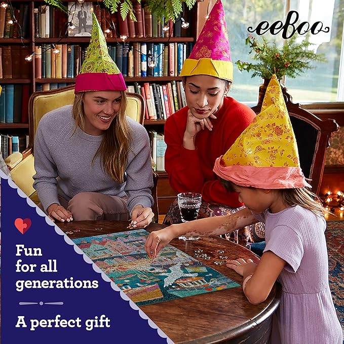 eeBoo 1000 Piece Puzzle - Seaside Harbor Jigsaw Puzzle for Adults, Square 23" x 23" Made with Recycled Board & Vegetable-Based Ink