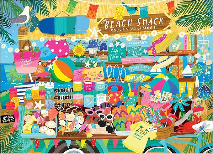 RoseArt - Seek & Find - Beach Souvenir Shop - 1000 Piece Jigsaw Puzzle for Adults, Hidden Object Puzzle, Coastal Gift Shop Scene, Premium Puzzle with Bonus Poster