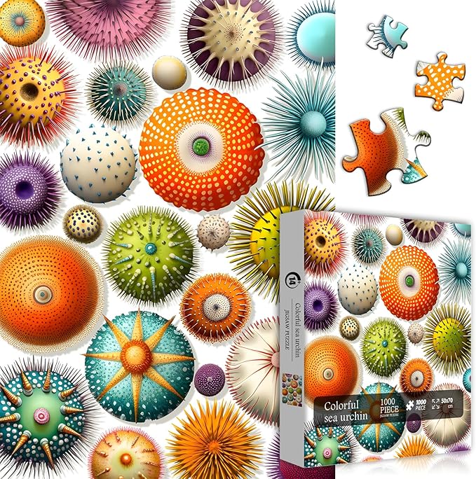 PICKFORU Colorful Sea Urchin Puzzles for Adults 1000 Pieces, Ocean Beach Puzzle, Challenging Puzzles for Adults, Nature Hard Jigsaw Puzzles