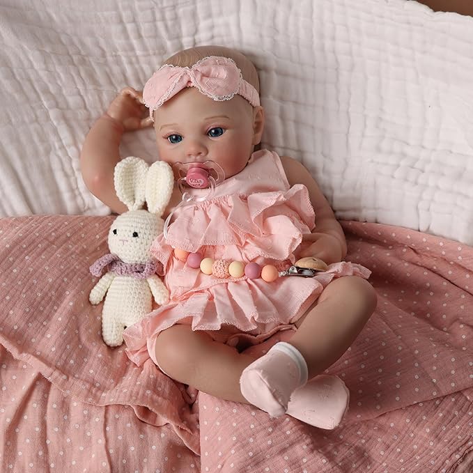 MYREBABY Lifelike Reborn Baby Dolls, 17 Inch Soft Vinyl Realistic Newborn Baby Dolls Poseable Real Life Baby Girls Dolls with Doll Accessories and Gift Box for 3+ Year Old Girls Kids
