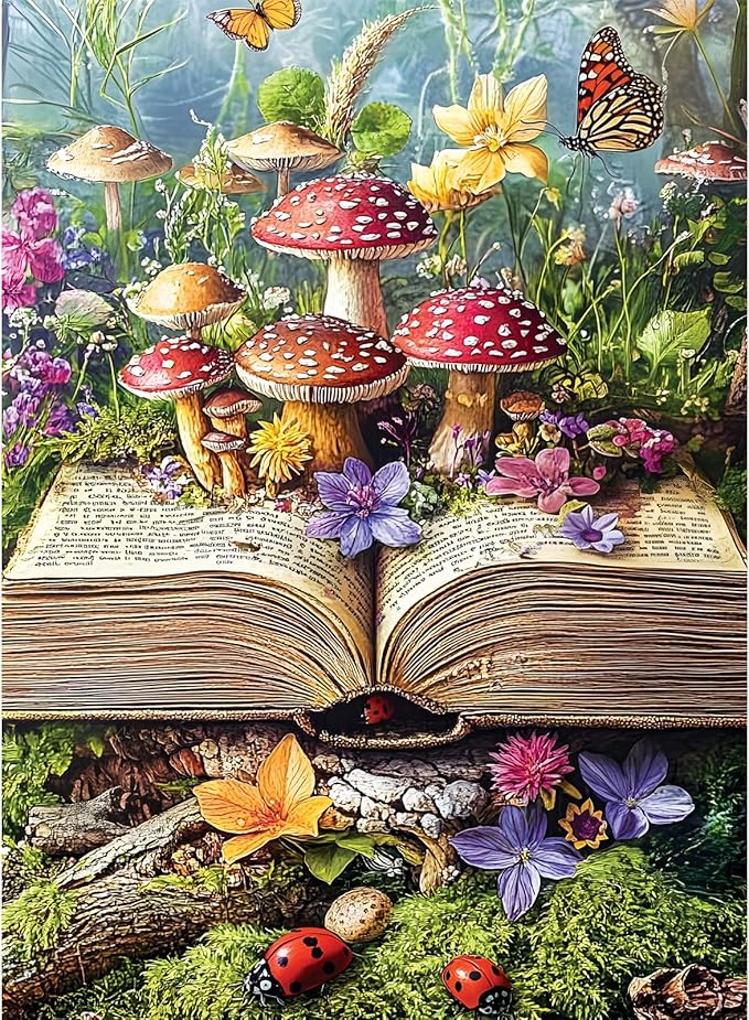 500 Piece Jigsaw Puzzles for Adults, Colorful Fantasy Mushroom Book Puzzles, Fun and Challenging Puzzle for Family Time, Relaxing Gift for Adults, Seniors, 20.5 x 15 in