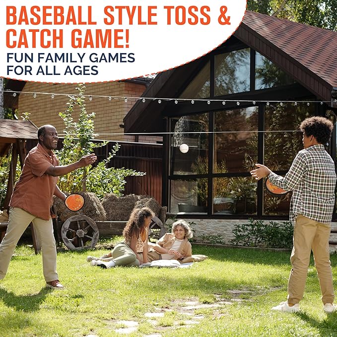 Toss and Catch Ball Game, Kids Toddler Baseball Glove & Catch Ball Toys, Kids Outdoor Games for Family, Toys for Beach Pool Yard Outside, Birthday Gift for Ages 3 4 5 6 7 8-12 (Brown 2 Pack)