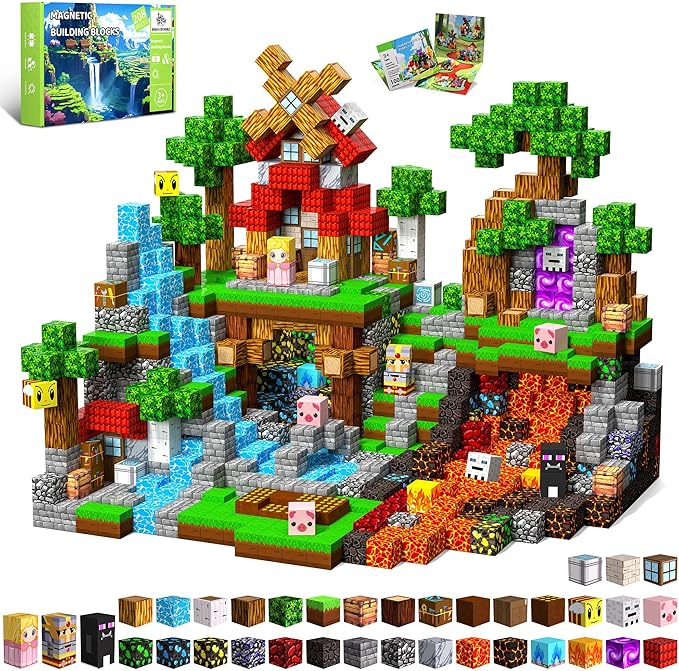 Magnetic Blocks, 208PCS Magnetic Building Blocks, Stacking Magnetic for Kids, Sensory Toy for STEM Constructions Magnetic Blocks for Boys Girls Age 3+, Holiday Birthday Gifts
