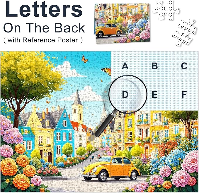 European Town Landscape Jigsaw Puzzles for Adults 1000 Pieces, City Street Scene 1000 Piece Puzzle for Adults, Hard Impossible Difficult Jigsaw Puzzles 1000 Pieces for Home Decor (27.6"x19.7")