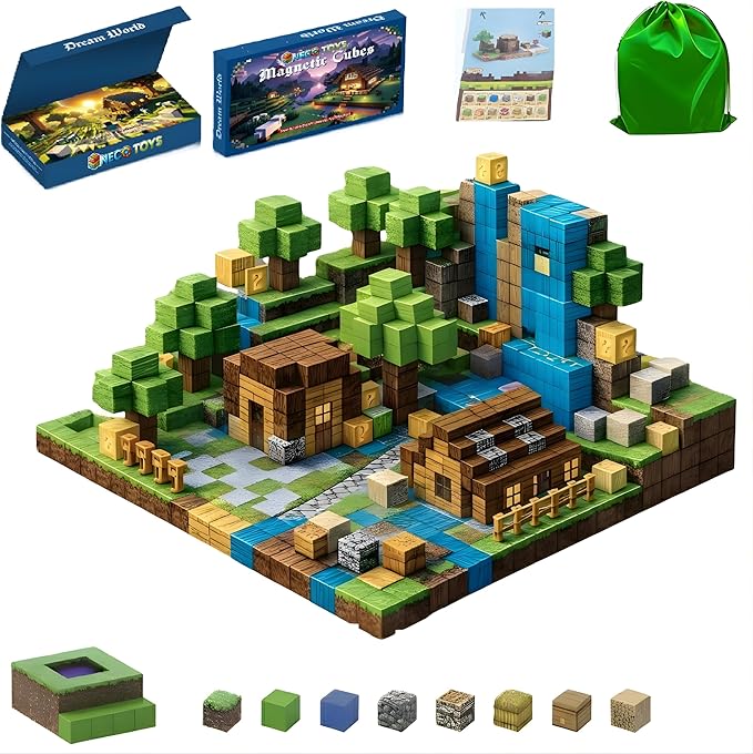 Magnetic Blocks 192PCS Magnetic Cubes STEM Building Blocks Stacking Magnet Cubes Dream World Adventure Set Learning Toys for Kids Montessori Sensory Play Educational Birthday Gift Boys & Girls Ages 3+