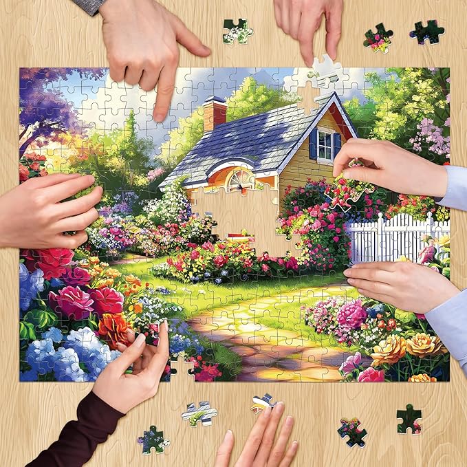 500 Pieces Puzzle for Adults, Flower Garden Puzzle for Adults, Beauty House Jigsaw Puzzles 500 Pieces Challenging Game Home Decor Birthday Party Gift Toy for Adult Seniors, 20.5 * 15 inch