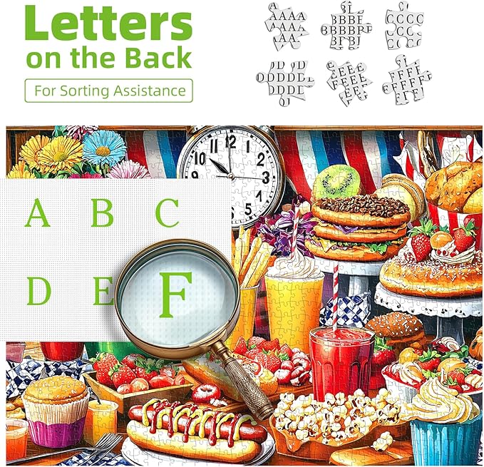 500 Piece Puzzle for Adults, Hamburger Delicious Food Feast Jigsaw Puzzles with Popcorn for Youths Family and Adults Fun Party Food Home Decoration (23 x 15 Inch)